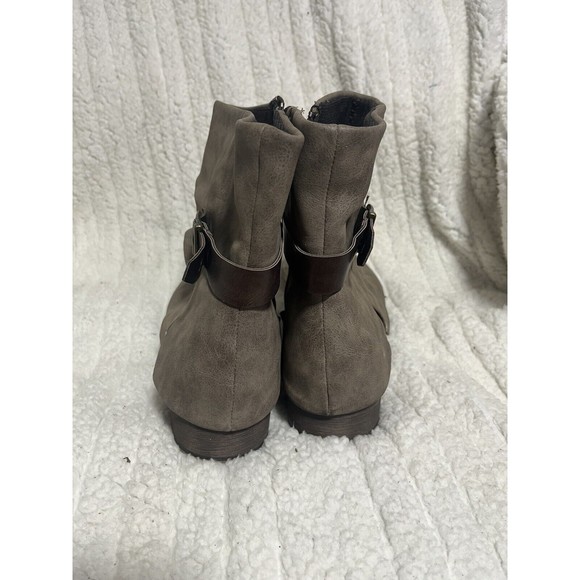 HOT TOMATO Grey Brown Zip Up Western Style Bootie Boot Size 8M Dance Country - Picture 4 of 8